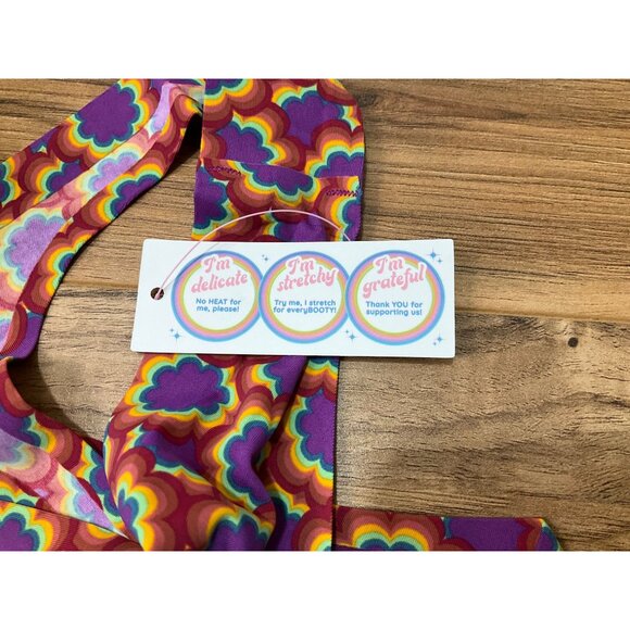 NWT Cheek Boss Purple and Yellow Starburst Thong Size: X Large - Picture 5 of 5